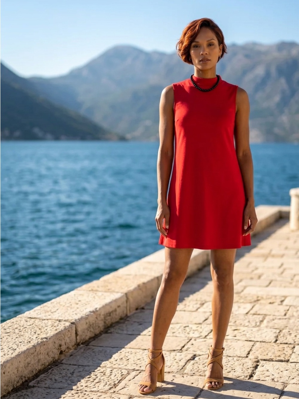 Red mini dress 👗 beach wear fun day..☑️